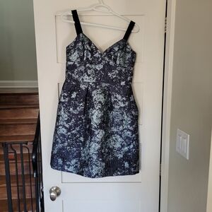Vera Wang Navy Blue and Light Blue/Silver Dress
